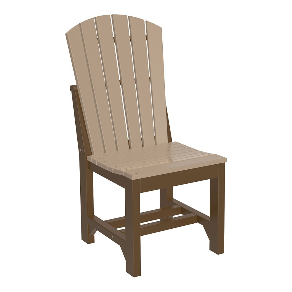 This is the Weatherwood and Chestnut Brown colored Adirondack Side Chair on a white background.