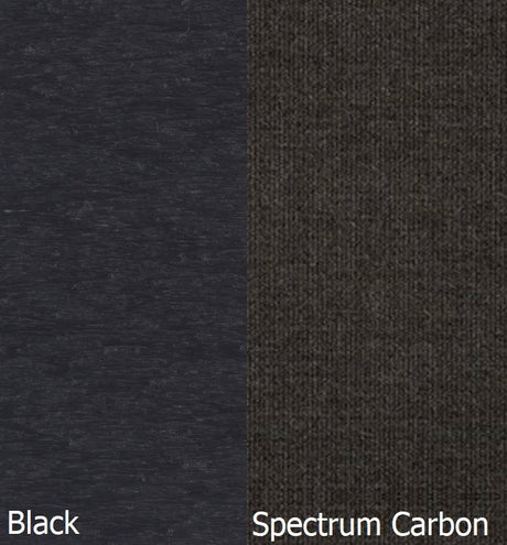 This is a swatch showing the Black colored frame and the Spectrum Carbon cushion.