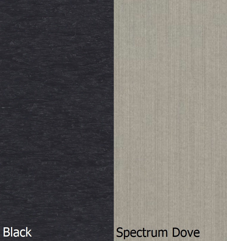 This is a swatch showing the Black colored frame and the Spectrum Dove colored cushion.