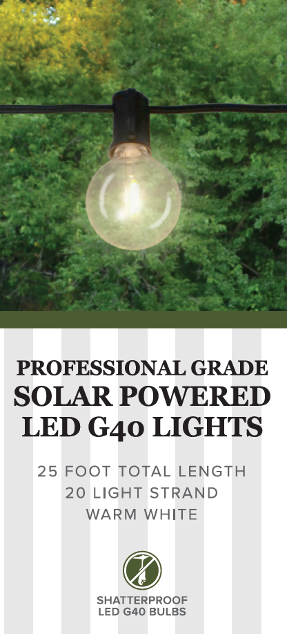 Set of 20 Professional Grade Solar Powered LED G40 Lights