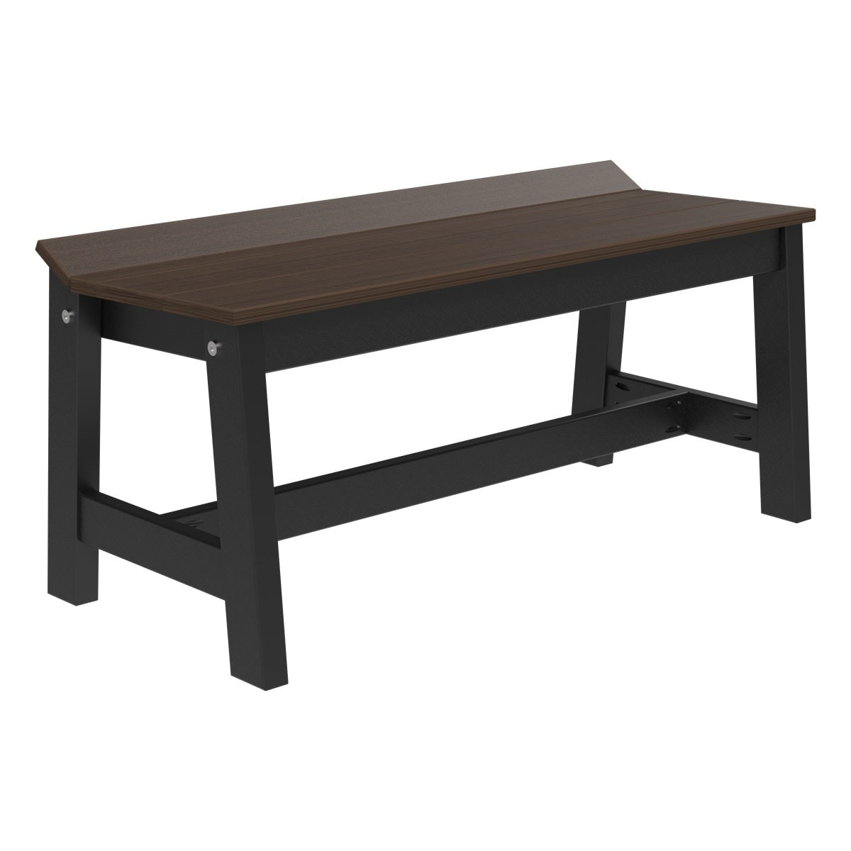 This is the Brazilian Walnut and Black colored Cafe Dining Bench on a white background.