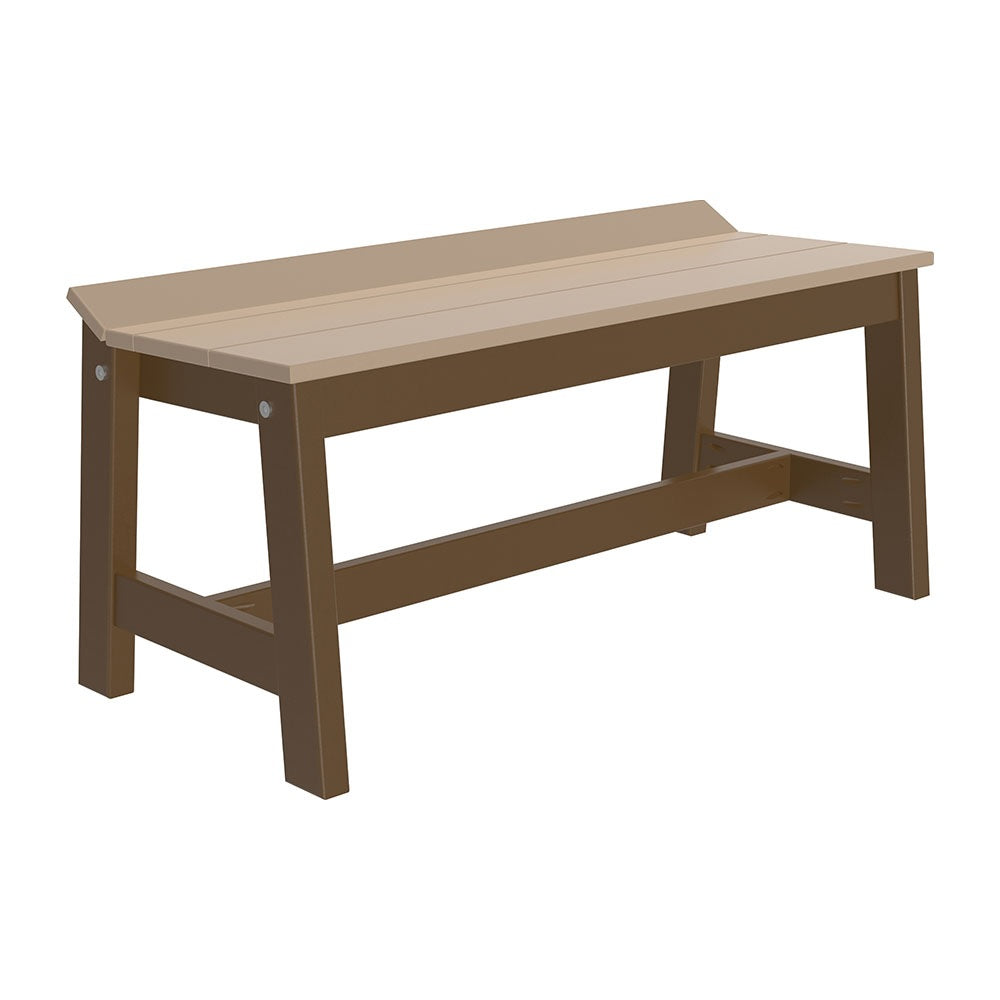 This is the Weatherwood and Chestnut Brown colored Cafe Dining Bench on a white background.