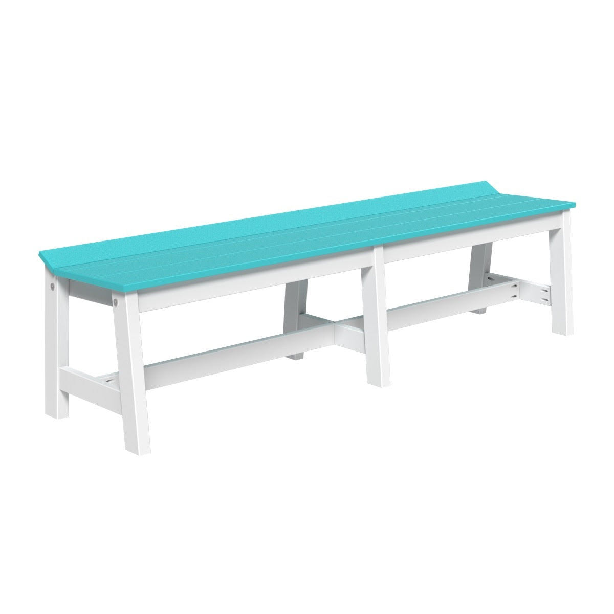 This is the Aruba Blue and White colored Cafe Dining Bench on a white background.