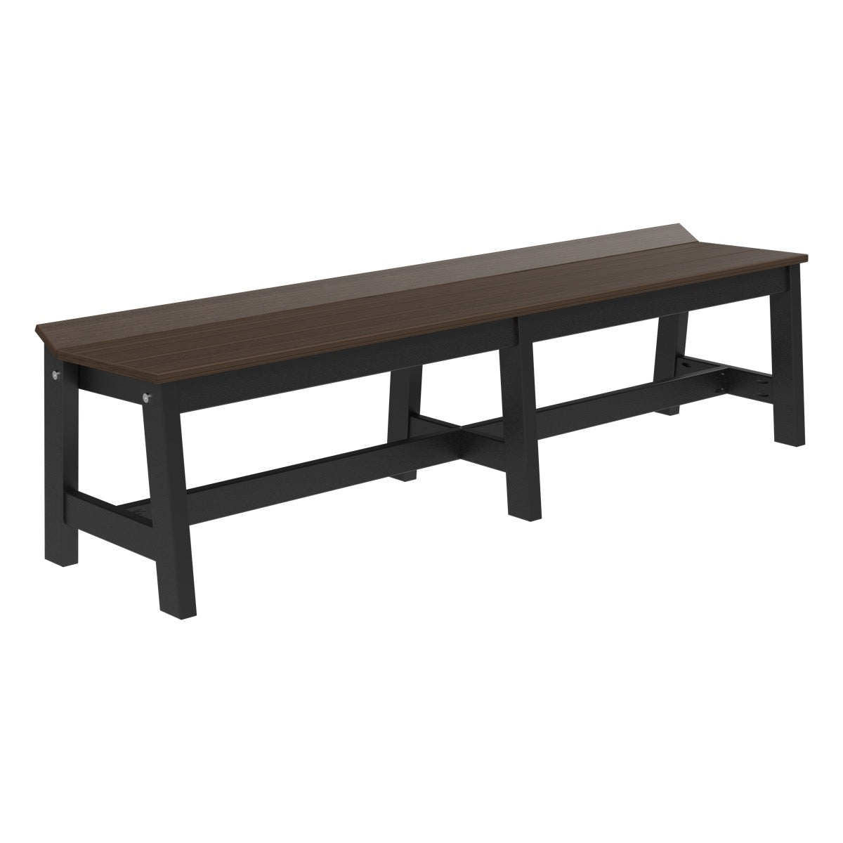 This is the Brazilian Walnut and Black colored Cafe Dining Bench on a white background.