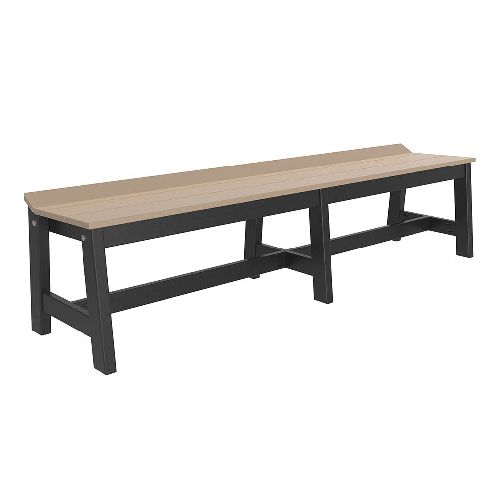 This is the Weatherwood and Black colored Cafe Dining Bench on a white background.