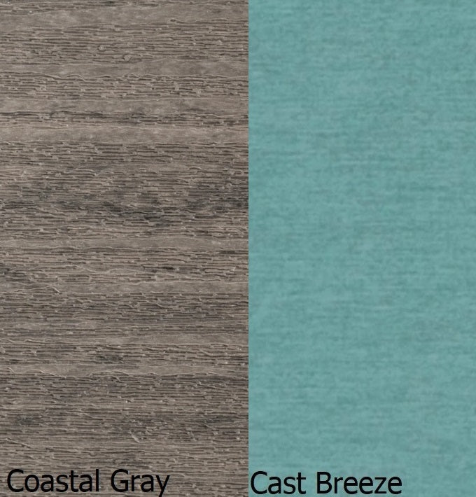 This is a swatch image showing the Coastal Gray frame and the Cast Breeze cushion color.