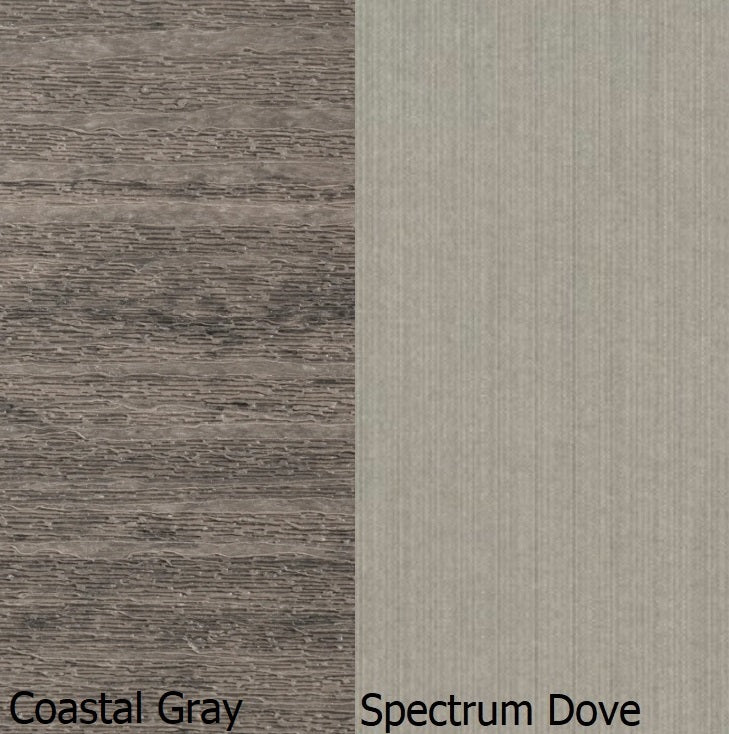 This is a swatch showing the Coastal Gray colored frame and the Spectrum Dove colored cushion.