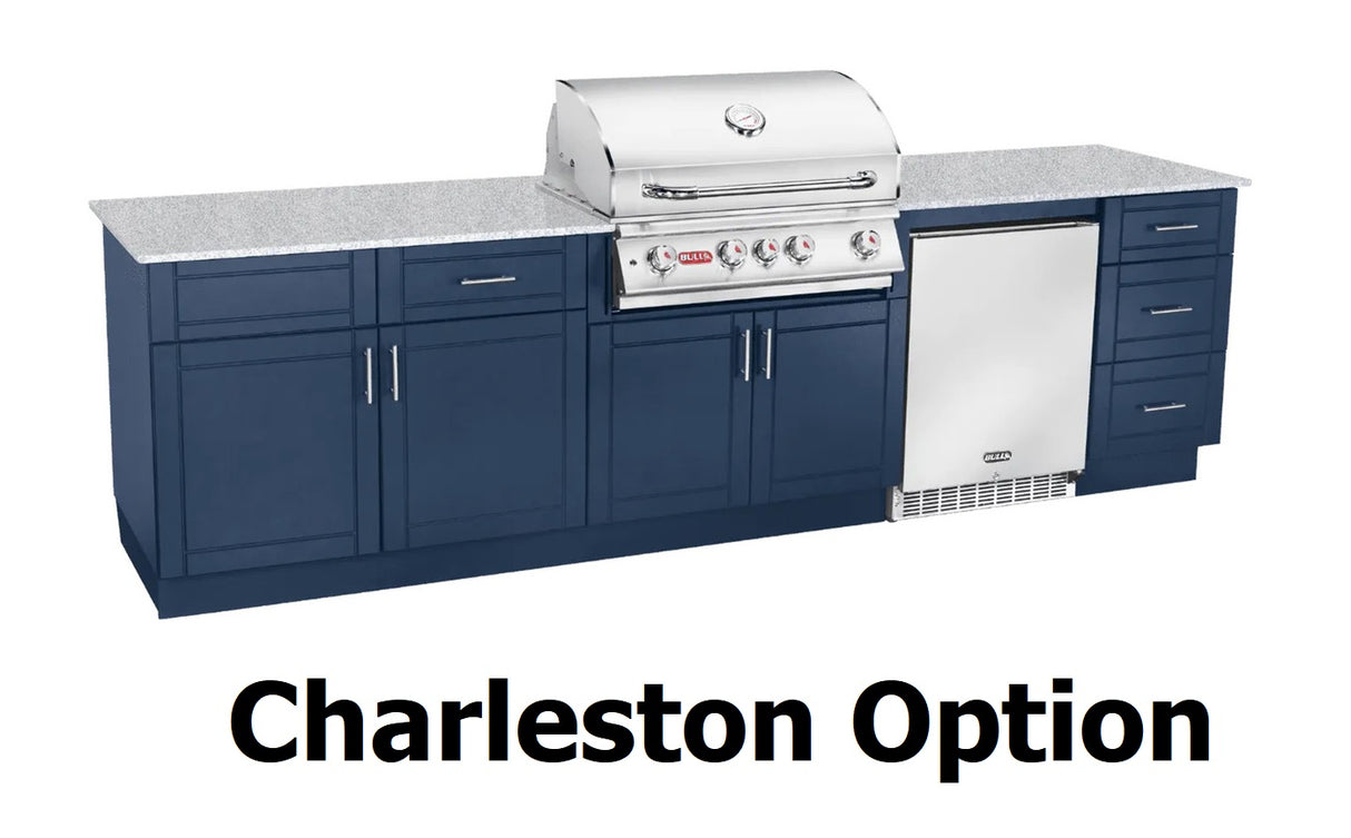 Outdoor cabinet with built-in grill and fridge. This is the Charleston option.