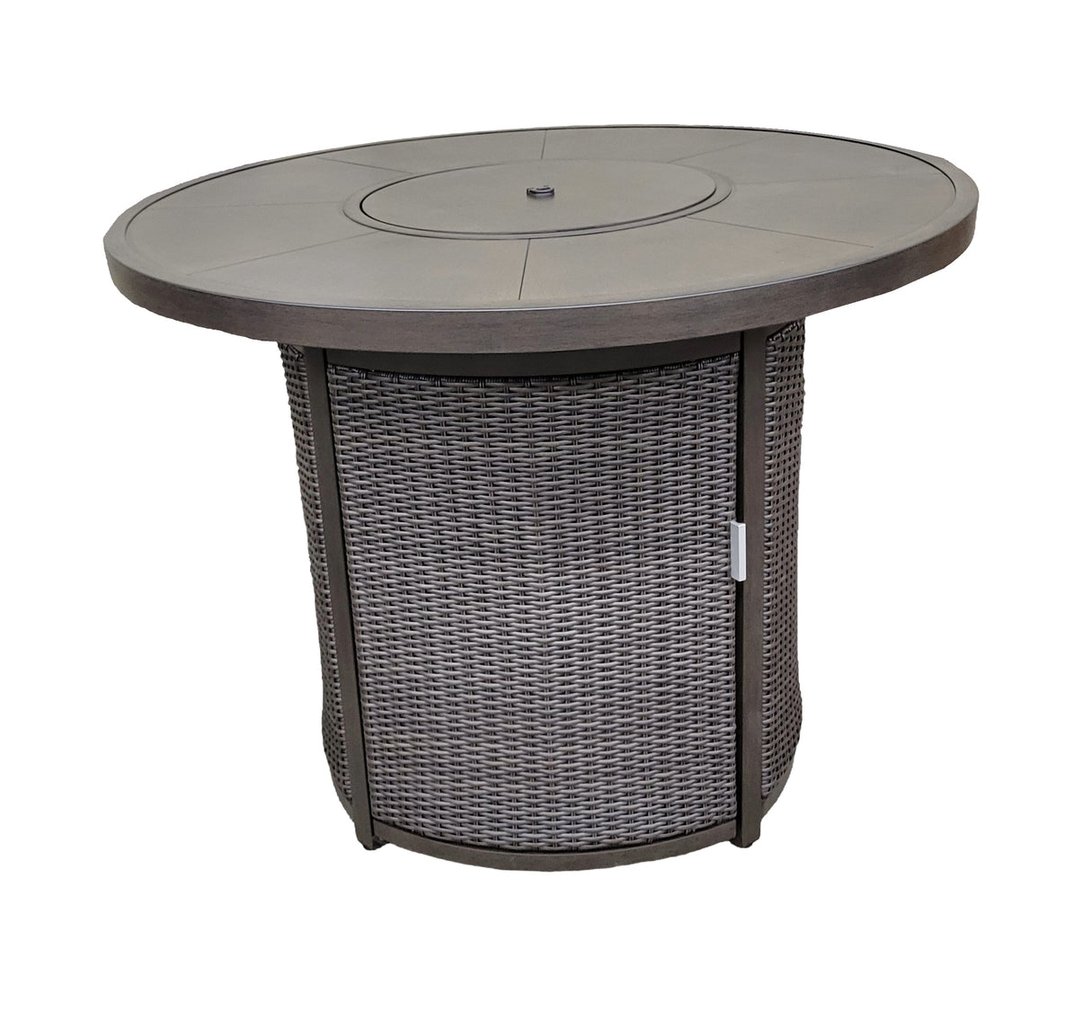 This image shows what the fire pit table looks like on a white background.