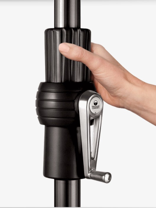 This picture shows the collar tilt mechanism that adjusts the umbrella.