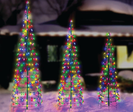 Wire Cone Tree Outdoor Decoration with Multi Twinkling C5 LED Lights