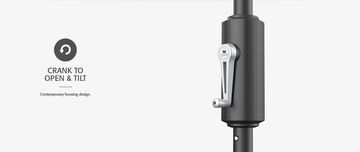 This image shows the crank mechanism that tilts and opens the umbrella.