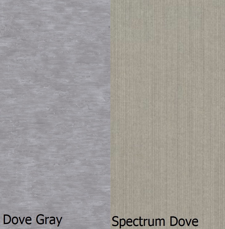 This is a swatch image showing the Dove Gray frame and the Spectrum Dove cushion color.