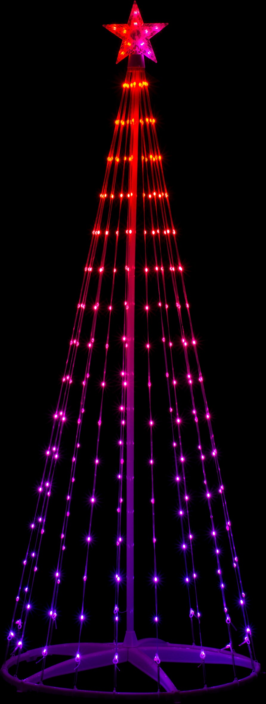 Six foot string tree pre-lit with LED lights that you can control via an app.