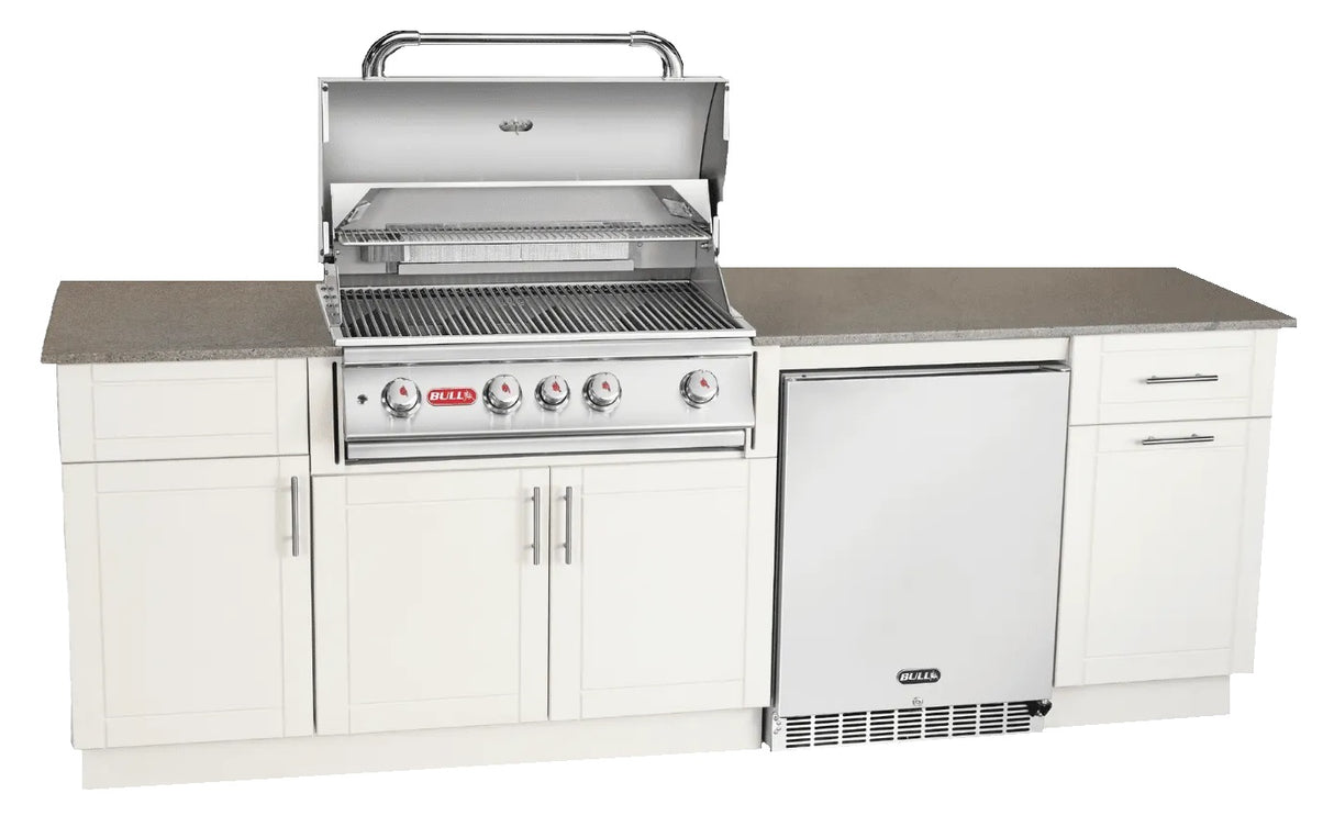 Outdoor cabinet with built-in grill and fridge. This is the Myrtle Beach option.