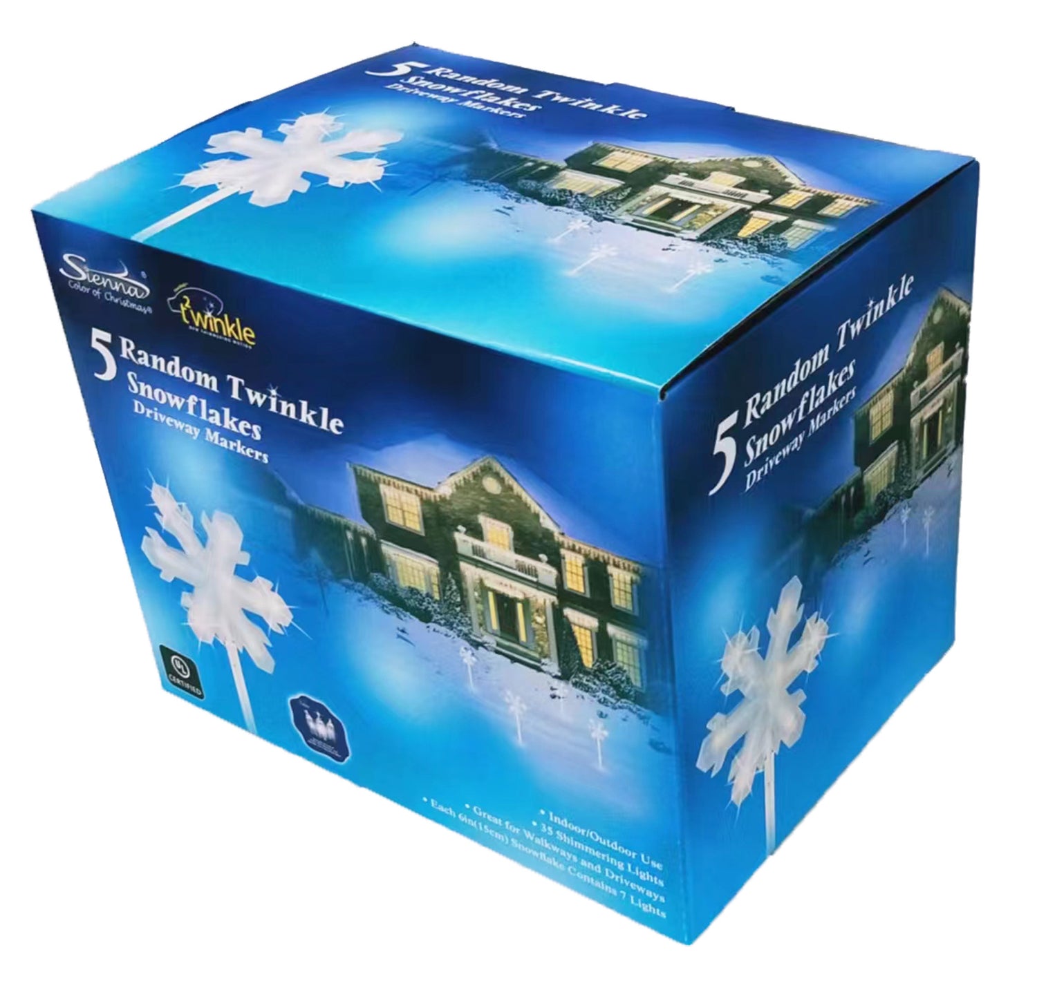 Set of 5 Frosted Snowflake Christmas Pathway Markers