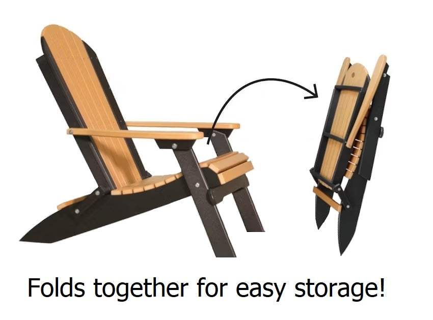 This is an image showing what the chair looks like when it's folded. This chair folds together for easy storage!