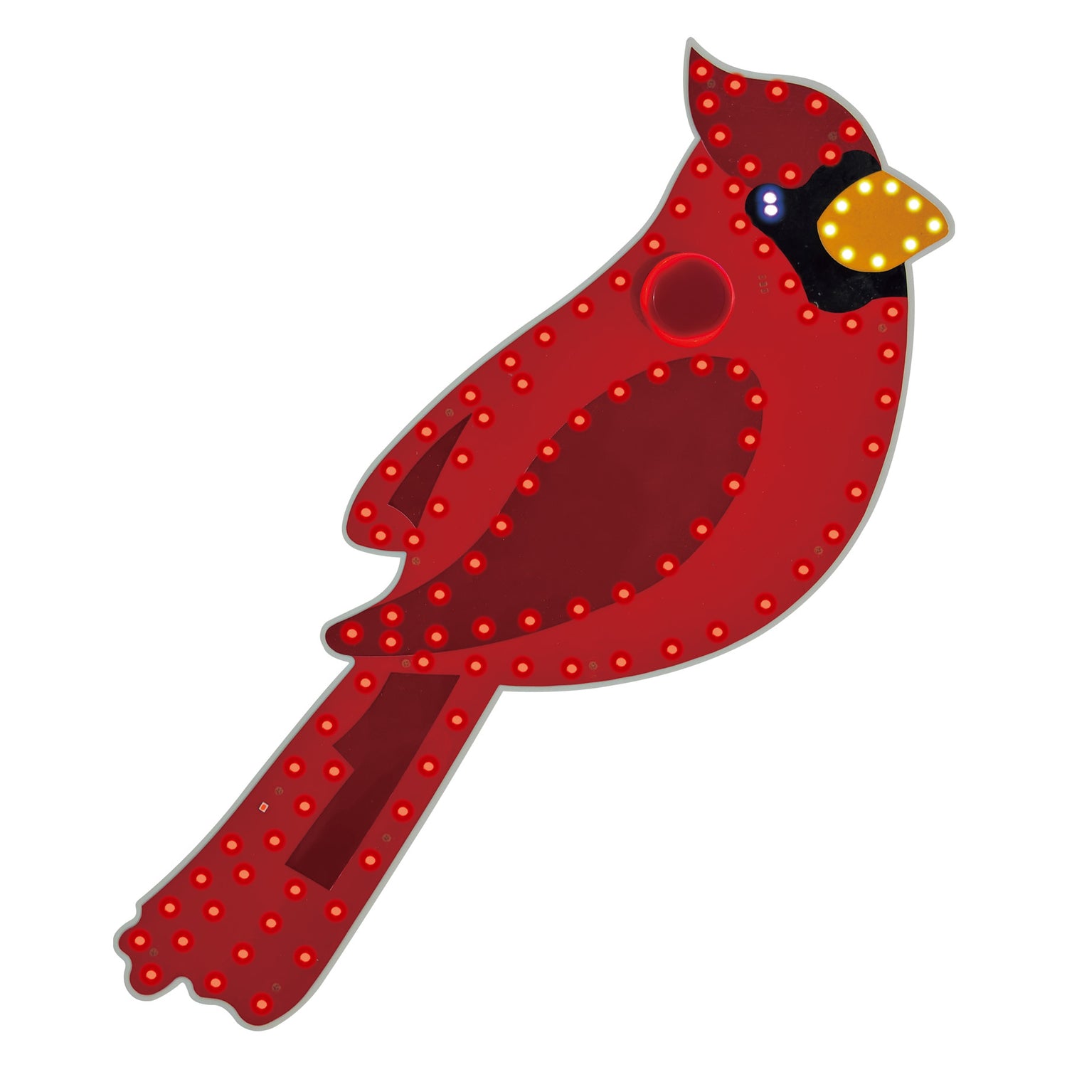 This image shows the LED cardinal decoration on a white background.