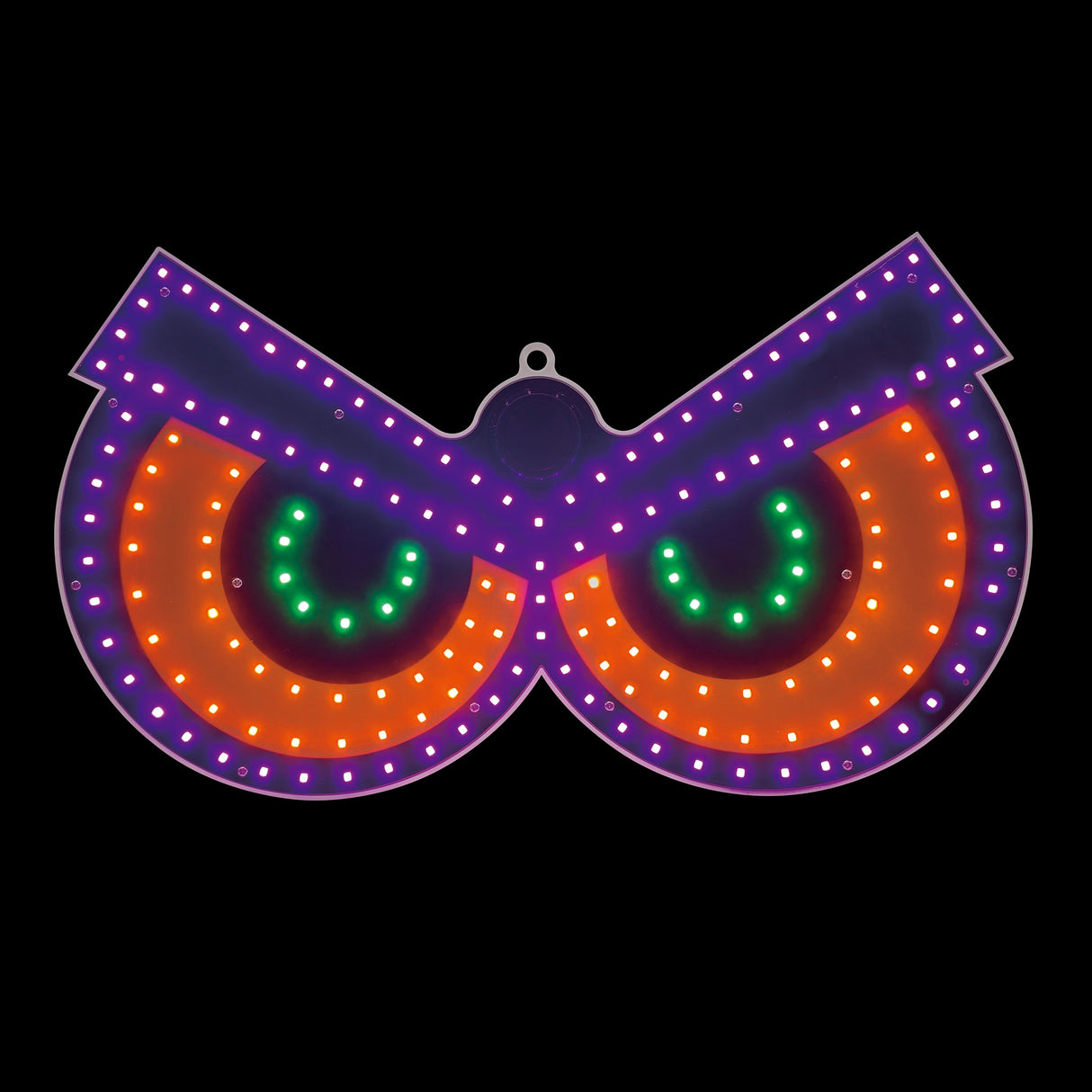 This image shows the scary eyes. The border is purple, inside the eyes is orange and the pupils are green.