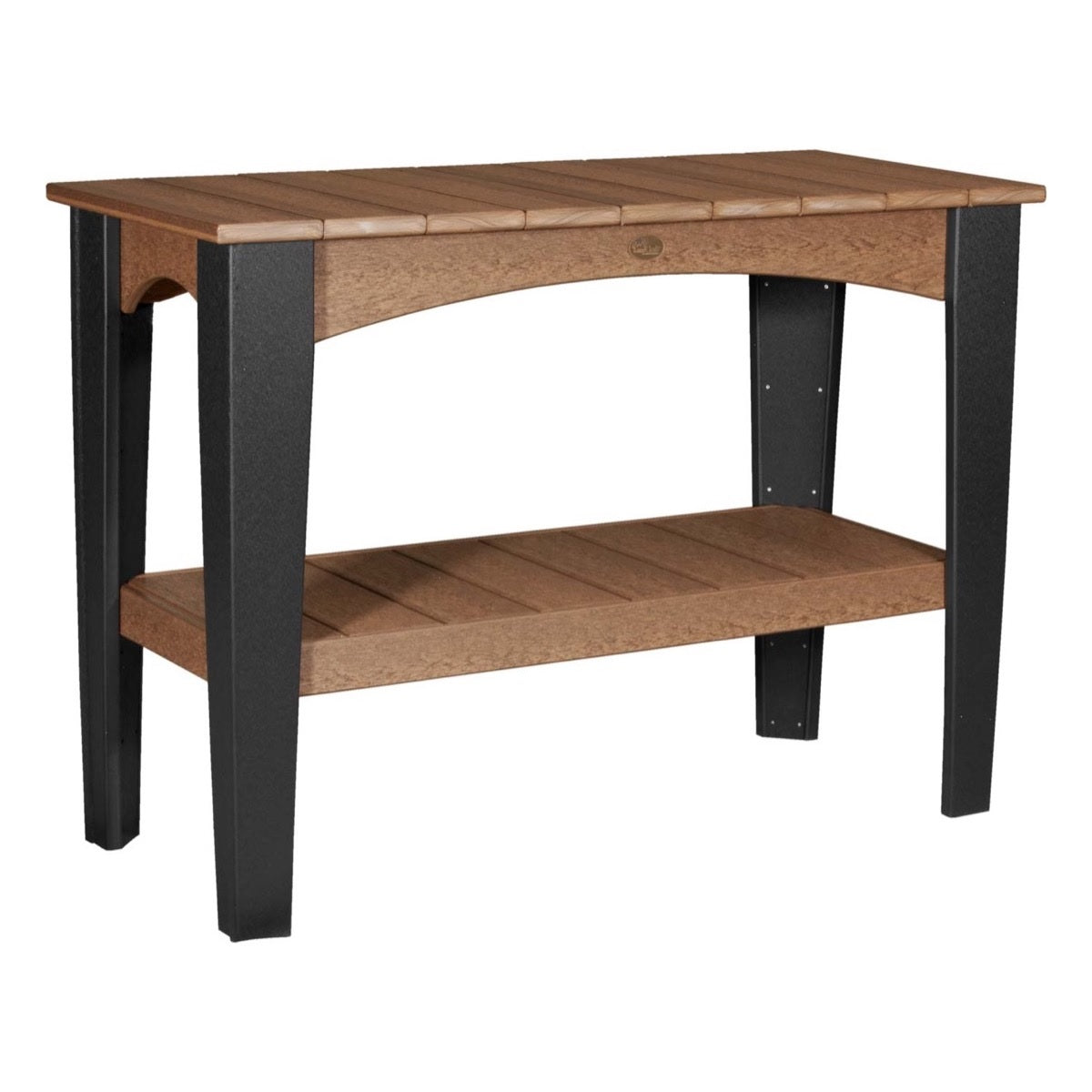 This is the Antique Mahogany and Black colored Island Buffet Table on a white background.