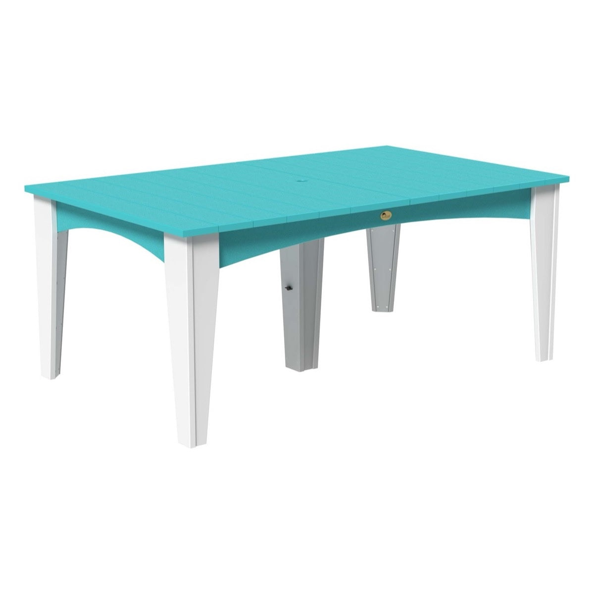 This is the Aruba Blue and White colored rectangular dining table on a white background.