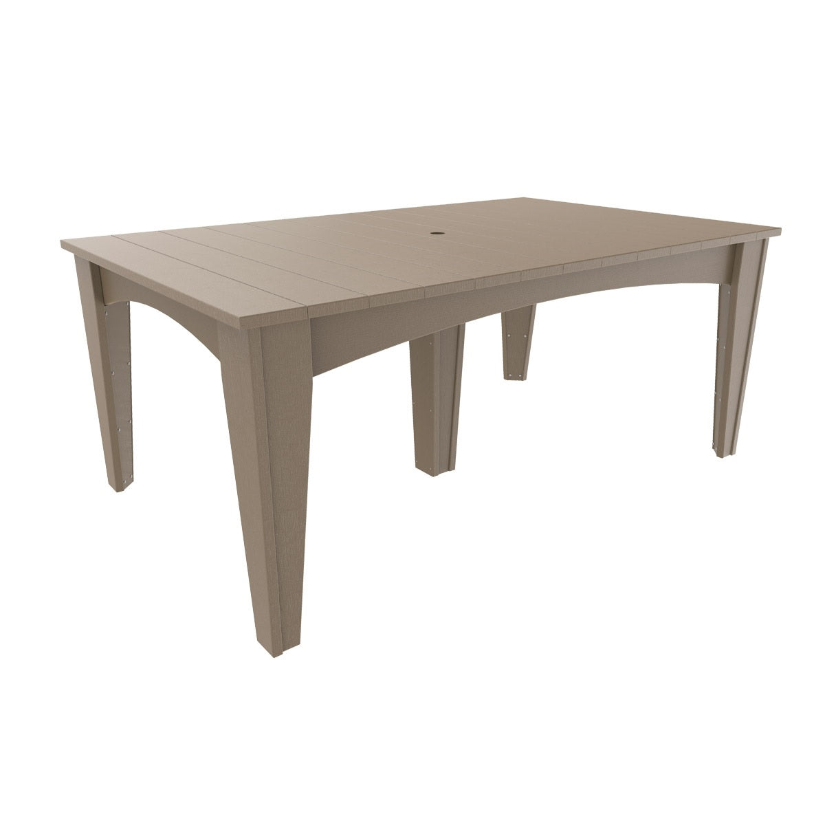 This is the Weatherwood colored rectangular dining table on a white background.