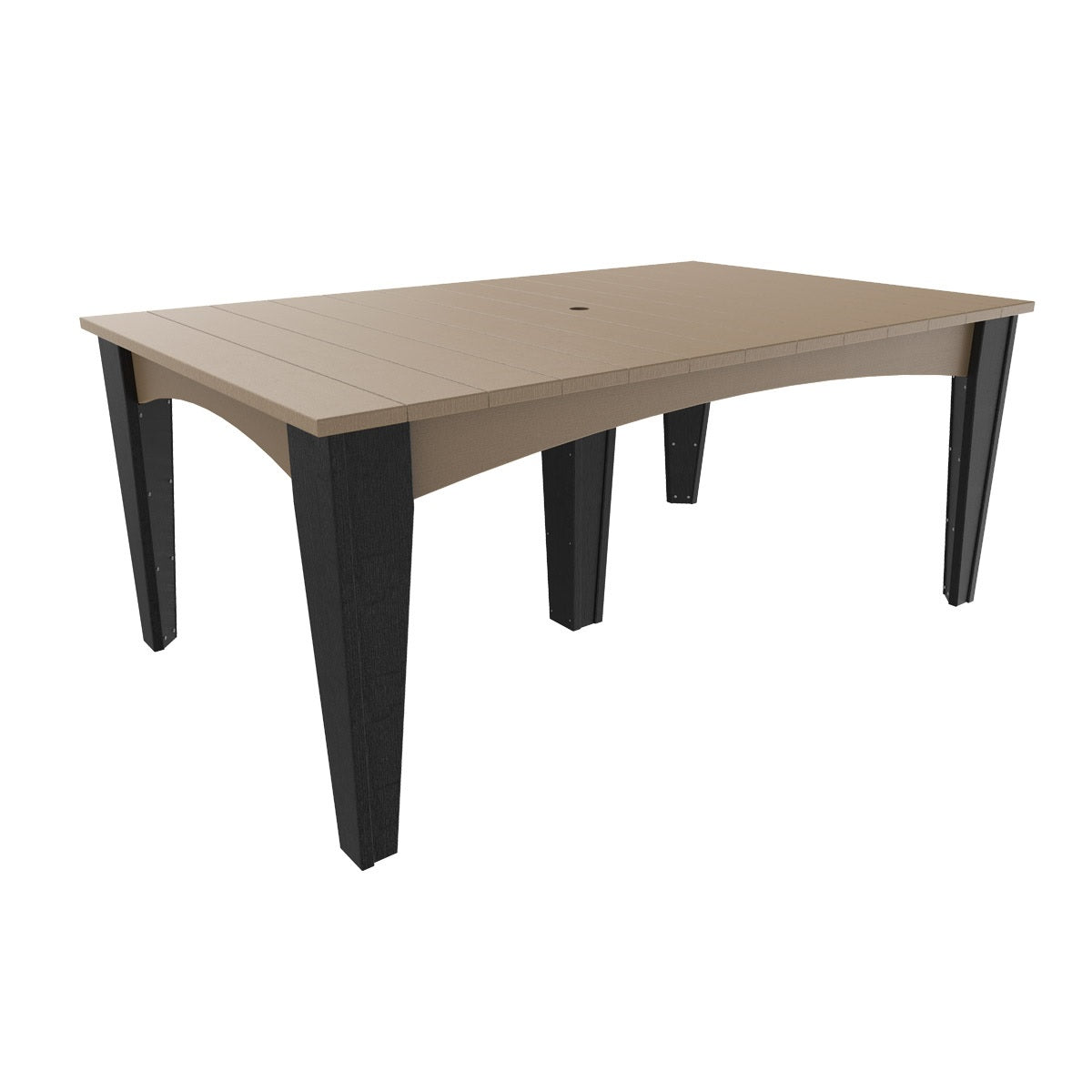 This is the Weatherwood and Black colored rectangular dining table on a white background.