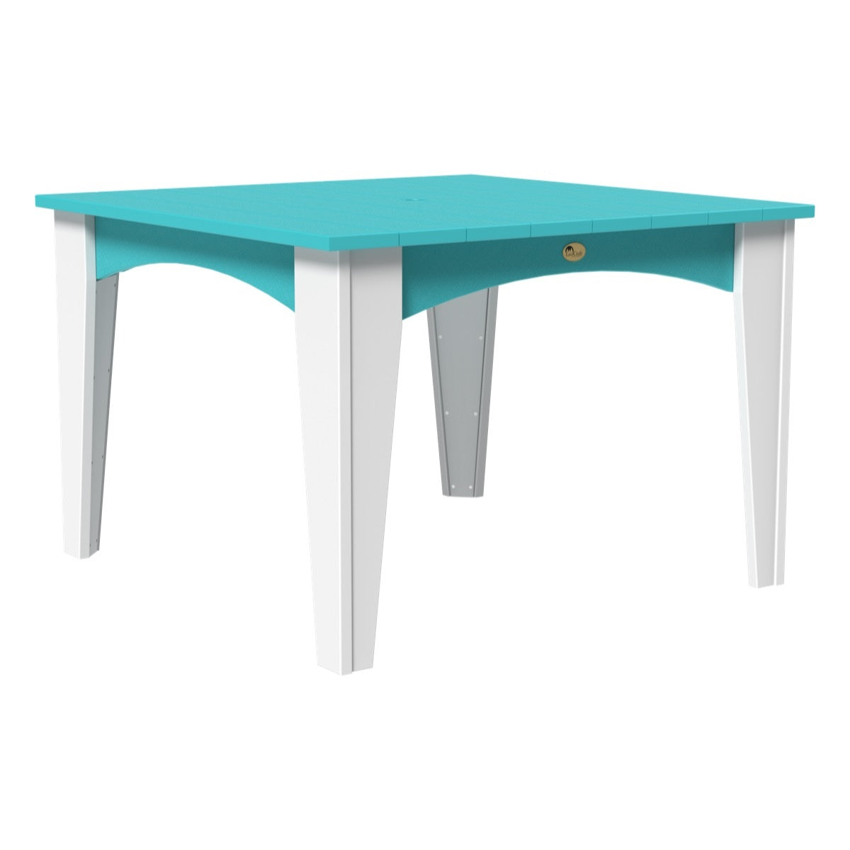 This is the Aruba Blue and White colored square dining table on a white background.