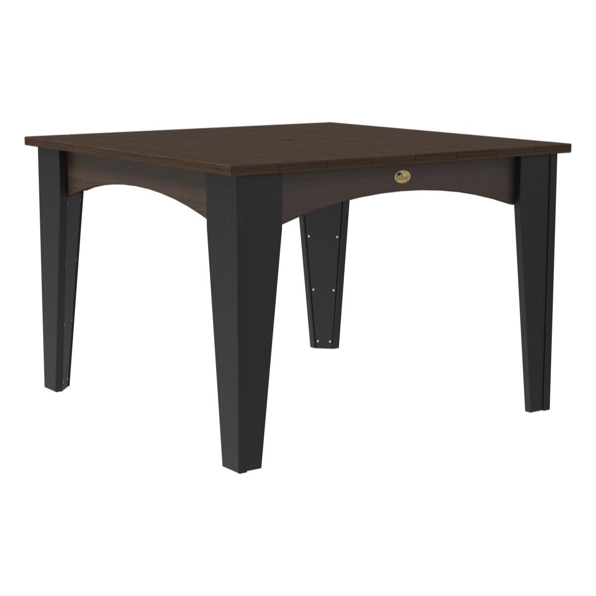 This is the Brazilian Walnut and Black colored square dining table on a white background.