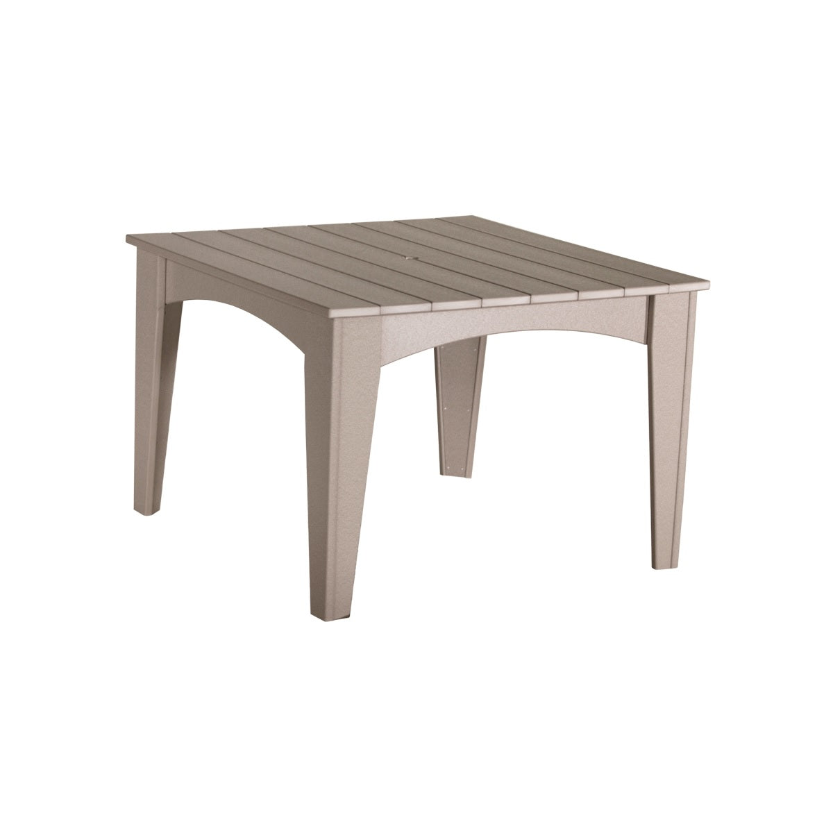 This is the Weatherwood colored square dining table on a white background.