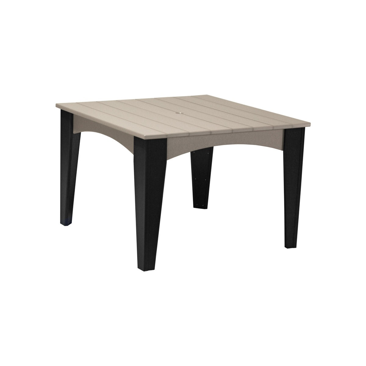 This is the Weatherwood and Black colored square dining table on a white background.