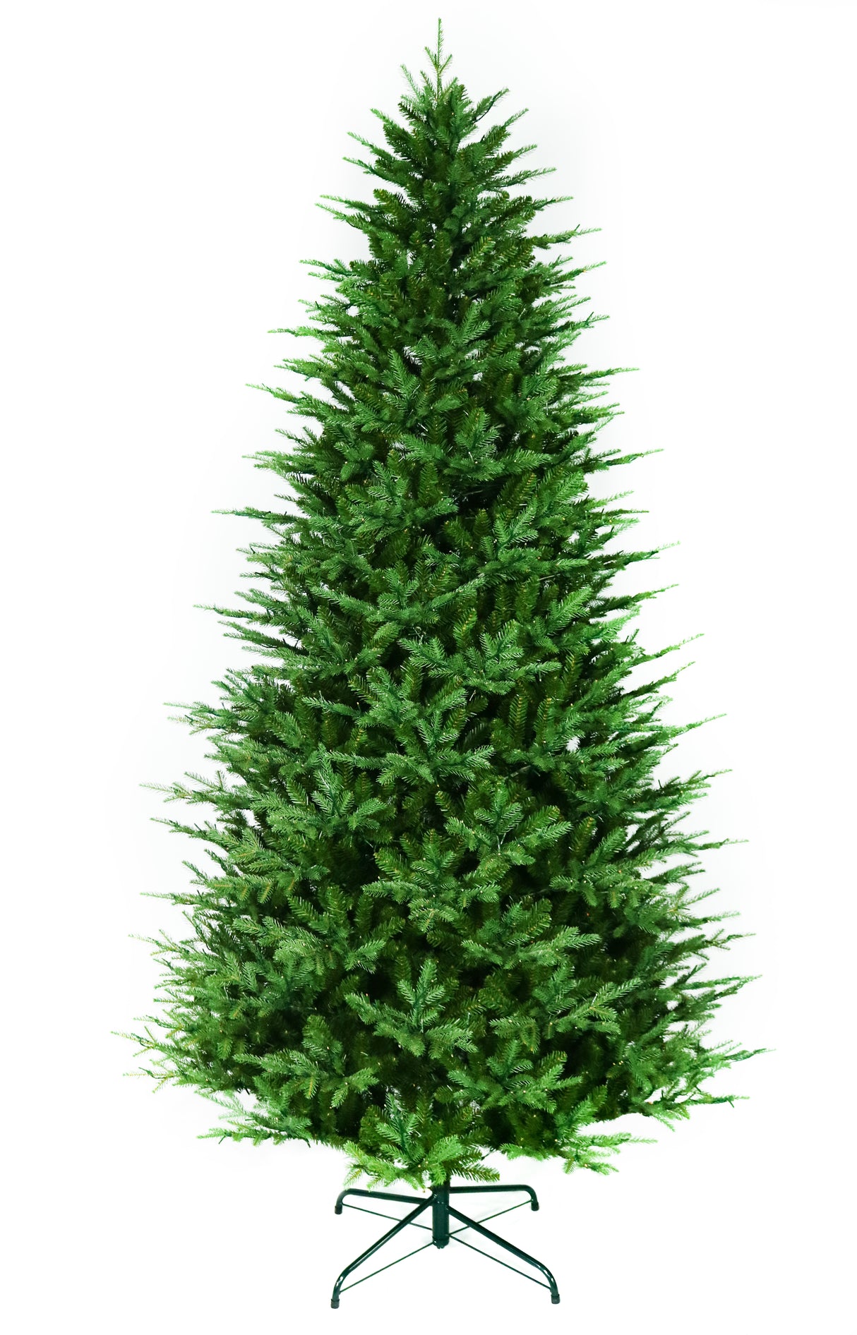 Artificial Christmas tree pre-lit with color-changing LED lights.