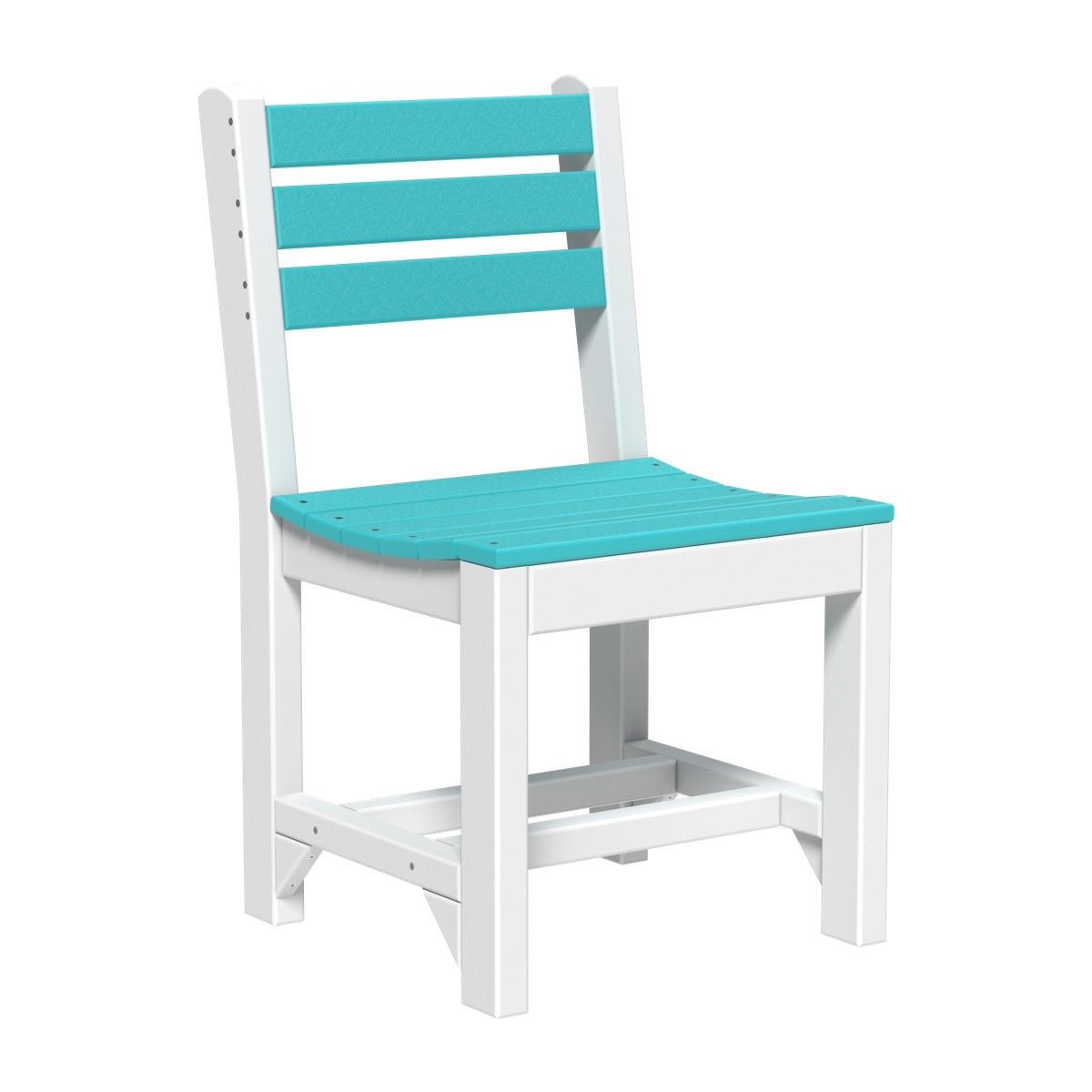 This is the Aruba Blue and White colored Island Side Chair from a white background.