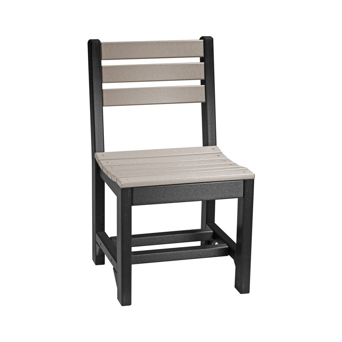 This is the Weatherwood and Black colored Island Side Chair from a white background.
