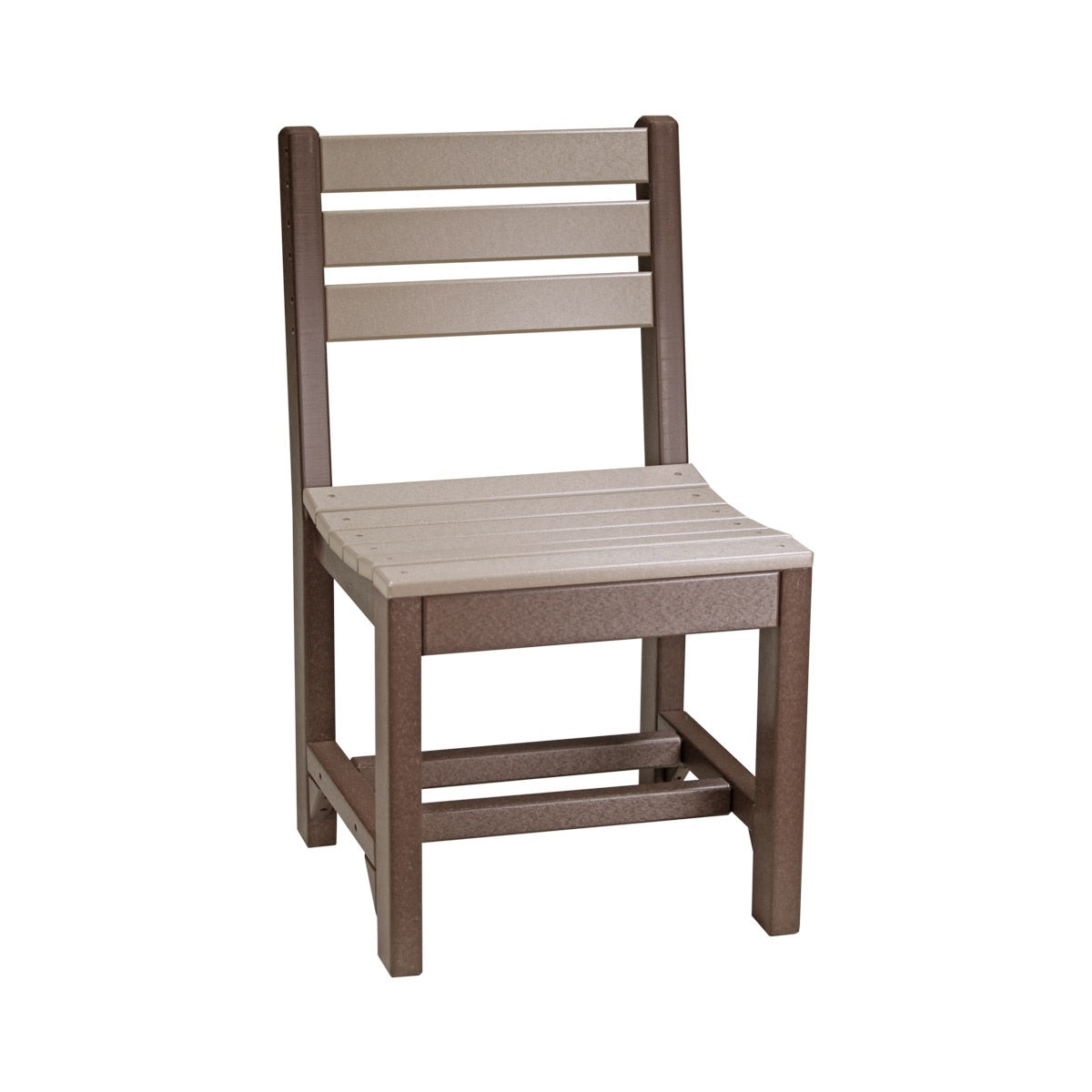 This is the Weatherwood and Chestnut Brown colored Island Side Chair from a white background.
