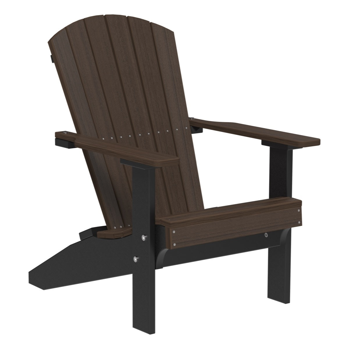 This is the Brazilian Walnut and Black colored Lakeside Adirondack Chair on a white background.