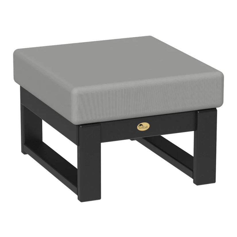 This is the Ottoman with Black frames and a Spectrum Dove colored cushion.