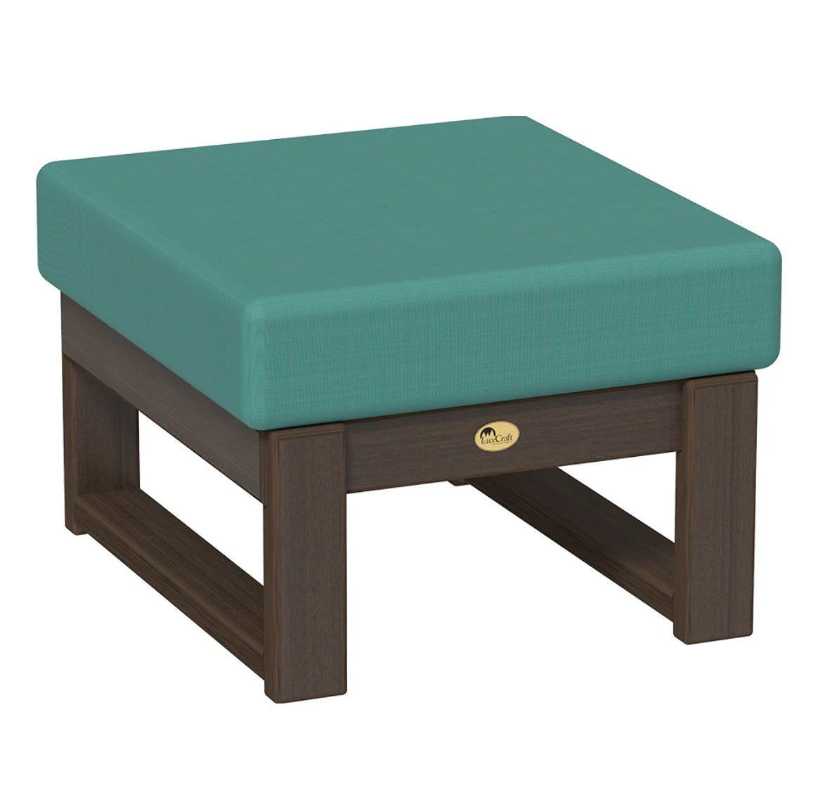 This is the Ottoman with Brazilian Walnut frames and a Cast Breeze colored cushion.