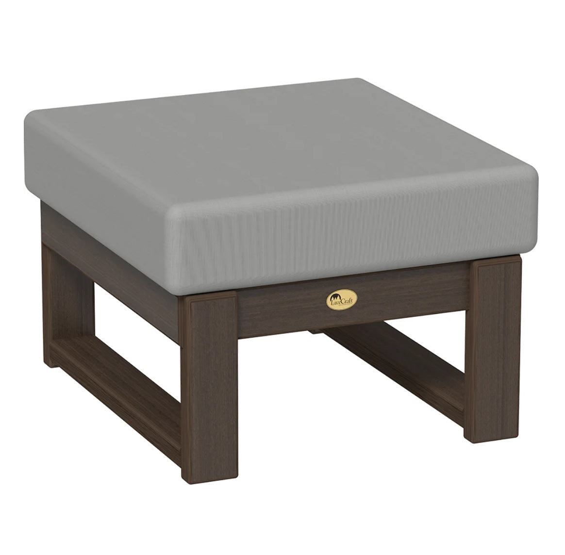 This is the Ottoman with Brazilian Walnut frames and a Spectrum Dove colored cushion.