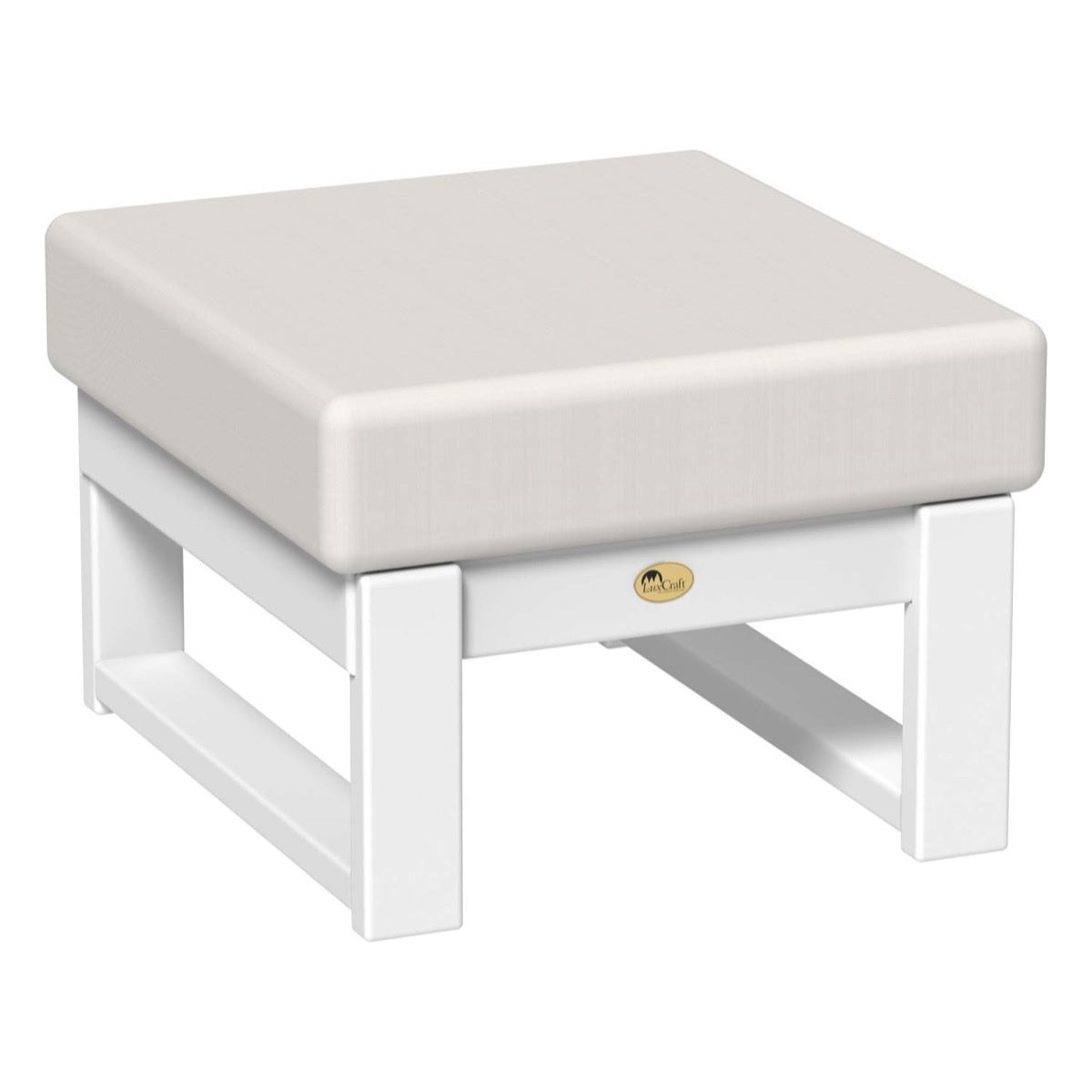 This is the Ottoman with White frames and a Canvas colored cushion.