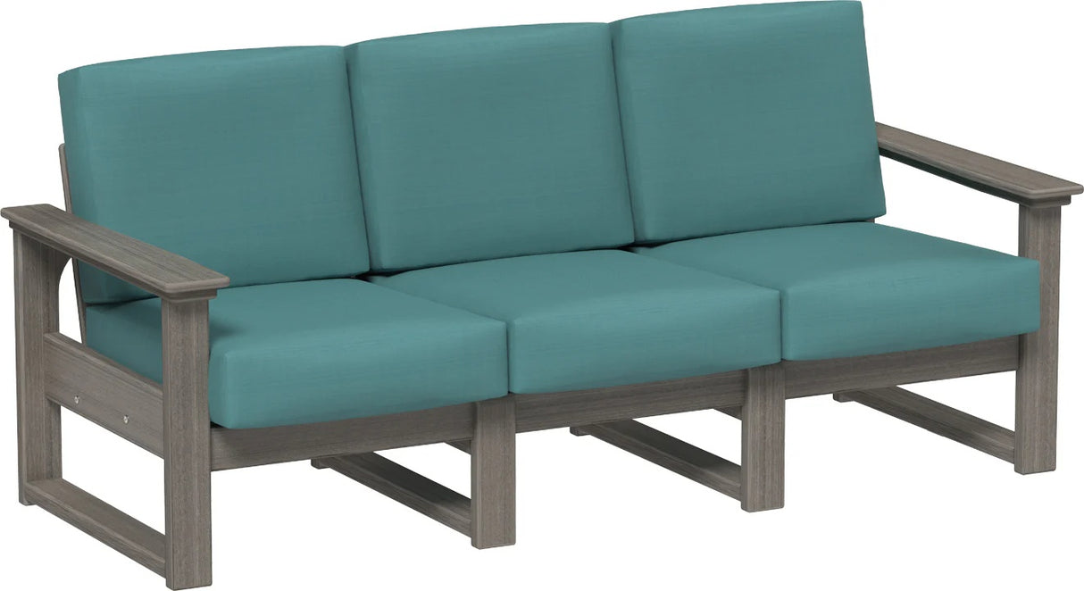 This image shows the deep seating sofa on a white background. The frames are coastal gray and the cushions are cast breeze.