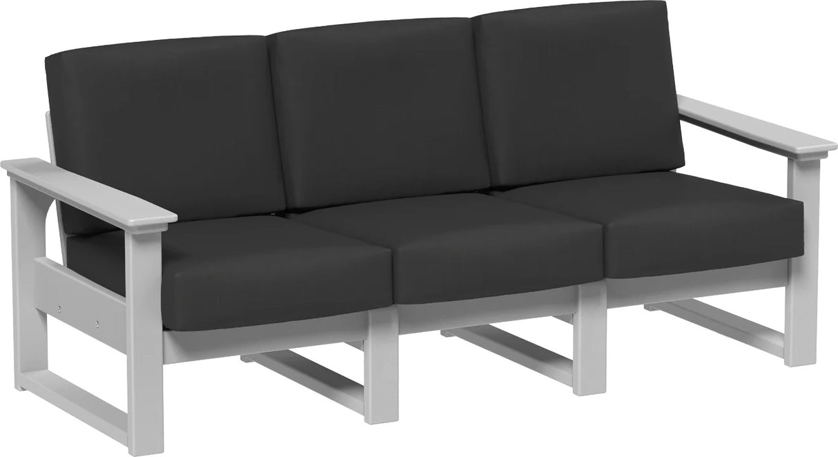 This image shows the deep seating sofa on a white background. The frames are dove gray and the cushions are spectrum carbon.