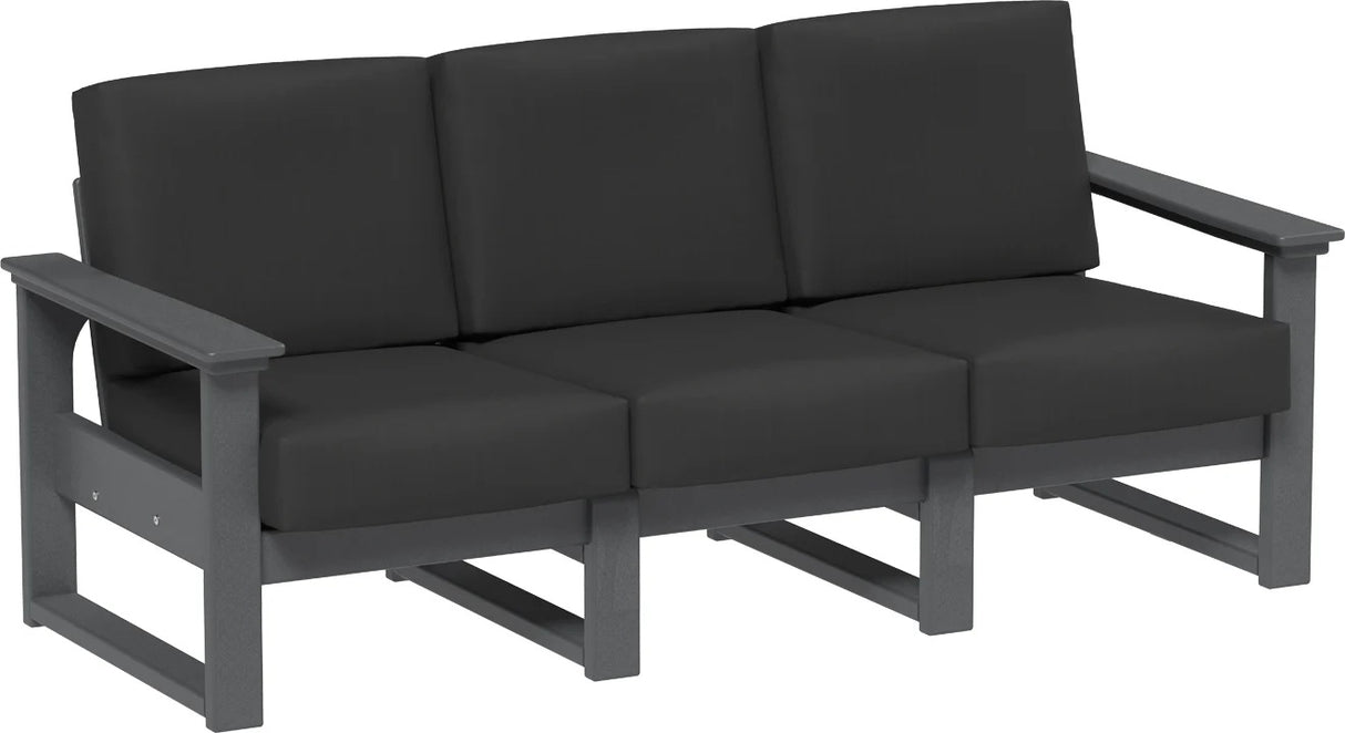 This image shows the deep seating sofa on a white background. The frames are slate and the cushions are spectrum carbon.
