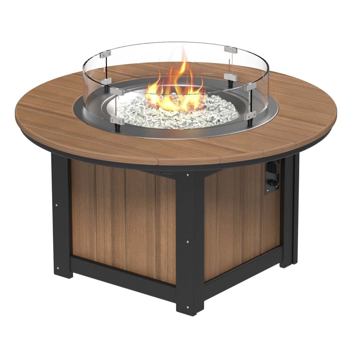 This is the Antique Mahogany and Black colored round fire pit table on a white background.