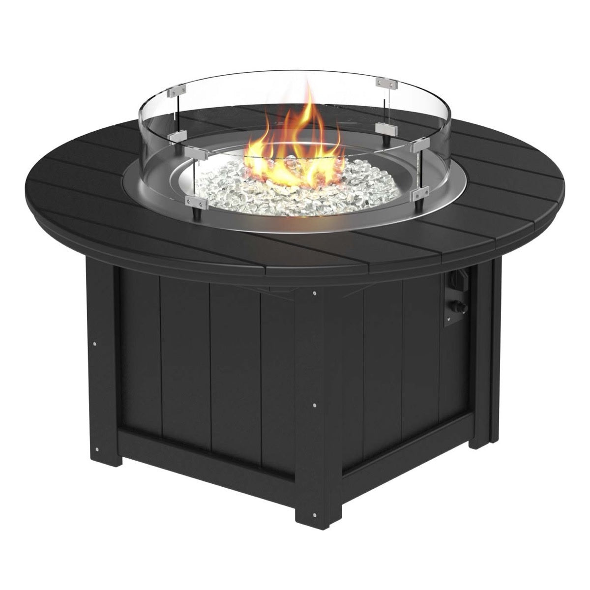 This is the Black colored round fire pit table on a white background.