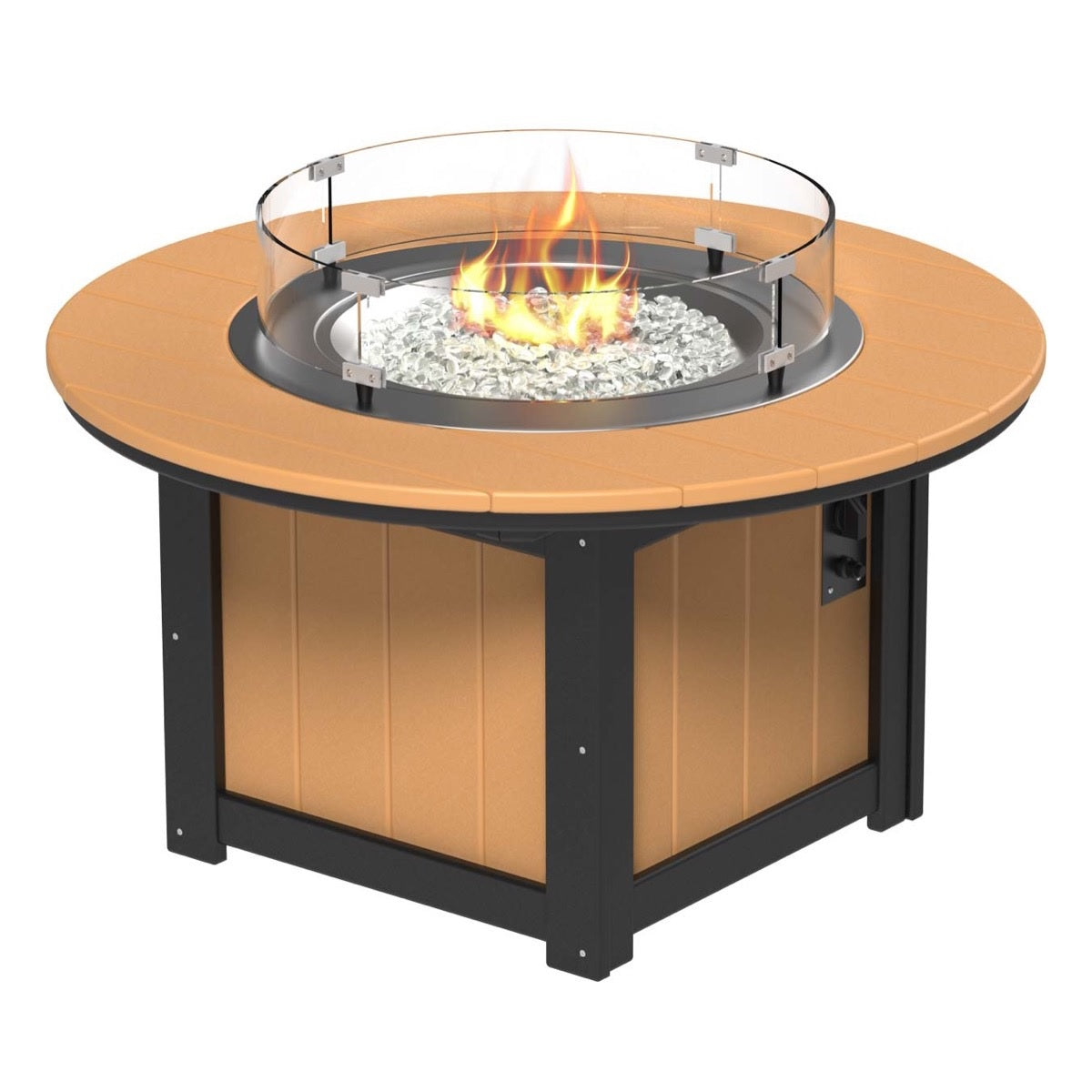 This is the Cedar and Black colored round fire pit table on a white background.
