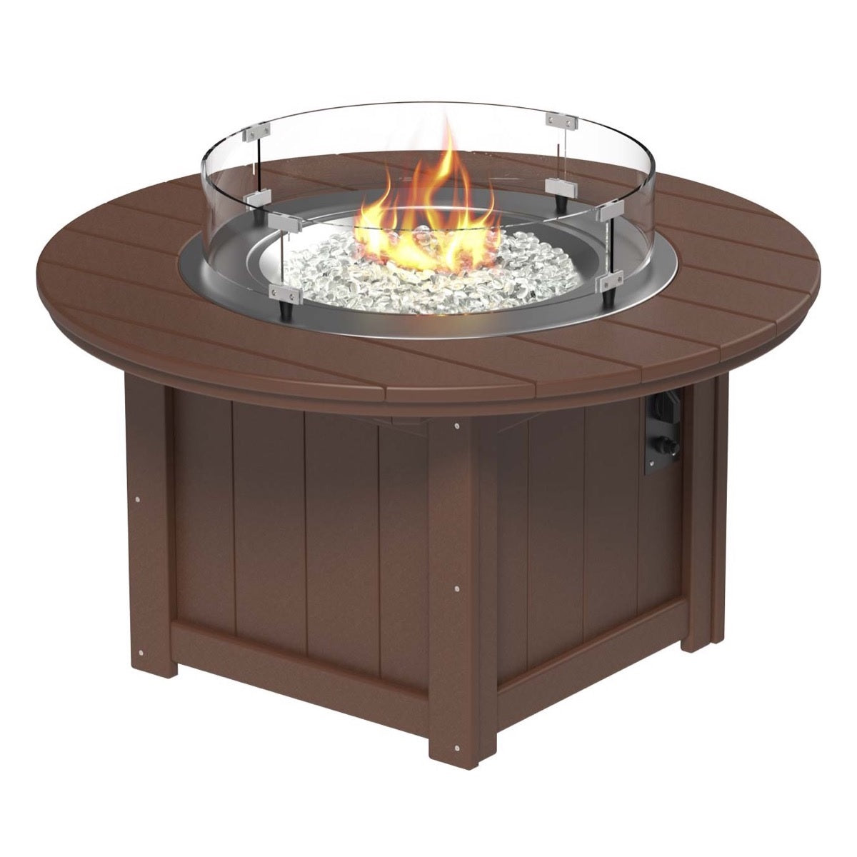 This is the Chestnut Brown colored round fire pit table on a white background.