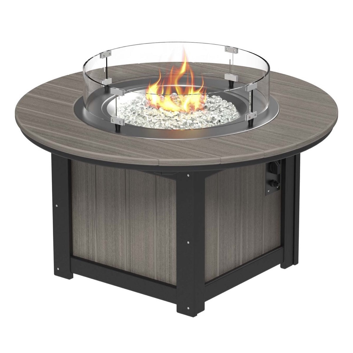This is the Coastal Gray and Black colored round fire pit table on a white background.