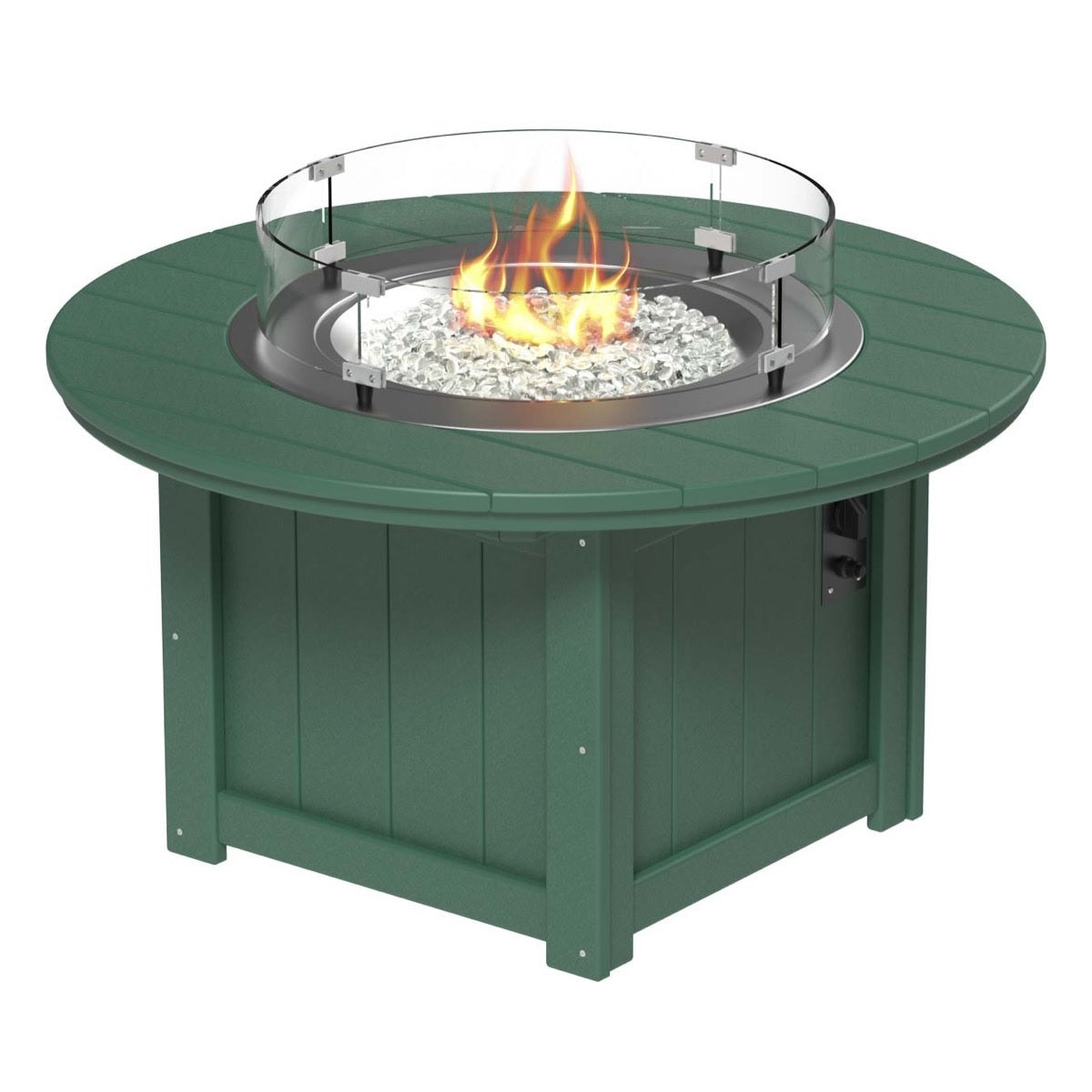 This is the Green colored round fire pit table on a white background.