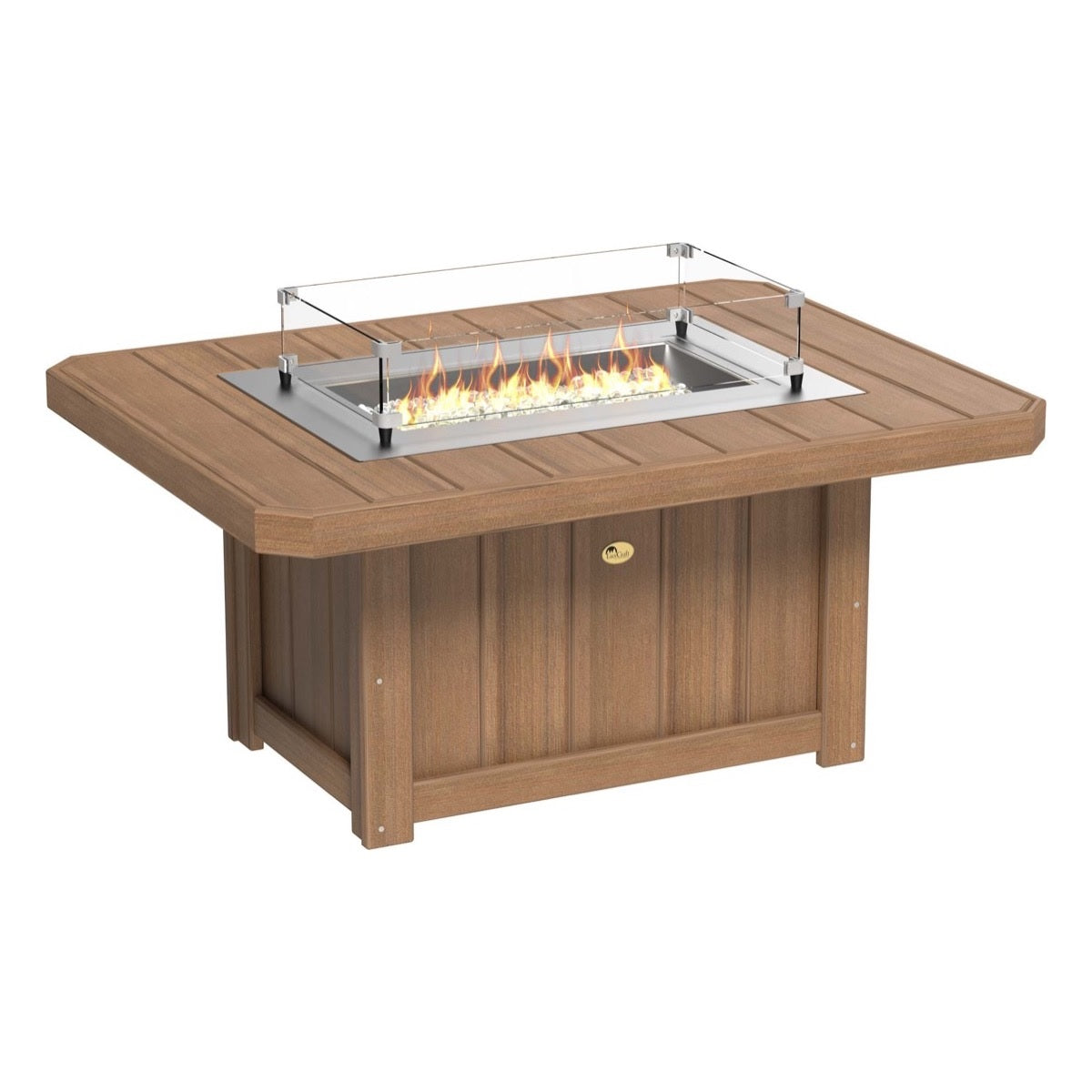 This is the Antique Mahogany colored rectangular fire pit table on a white background.